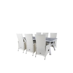 Virya Dining Table - White Alu / Grey Glass - Big Table Padova -tuoli