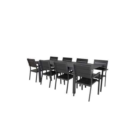 Marbella Bord 160/240 - Sort / Sort, Levels Chair (stabelbar) - Sort Alu / Sort Aintwood_8