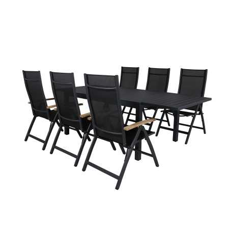 Marbella Bord 160/240 - Sort / Sort, Panama Light 5-pos Stol Sort / Sort og teak_6