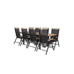 Mexico Table 160/240*90 - Black/Teak, Panama 5:pos Chair - Black/Black_8