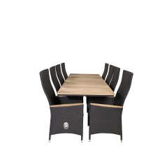 Mexico Table 160/240*90 - Black/Teak, Padova Chair (Recliner) - Black/Teak_8