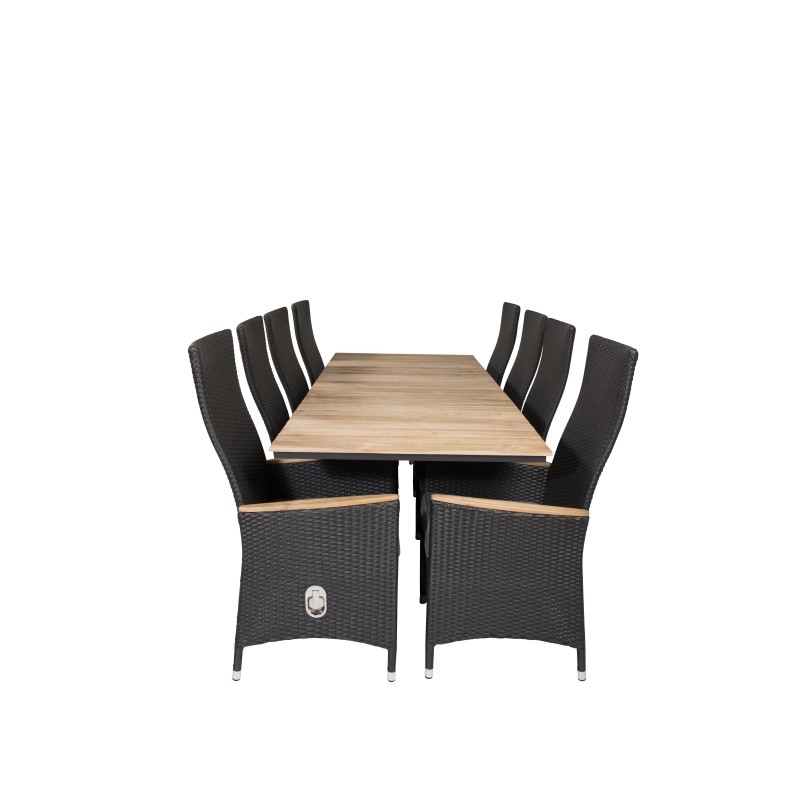 Meksiko Pöytä 160/240*90 - Musta/Teak, Padova Tuoli (Lepotuoli) - Musta/Teak_8