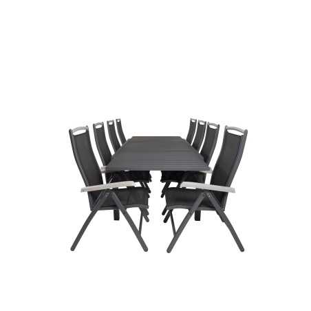 Marbella Table 160/240 - Black/Black, Albany 5:pos Chair - Black/Black_8