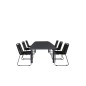 Marbella-pöytä 160/240 Black/Black, Lindos Stacking Chair - Black Alu/Black Rope