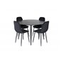 Dipp Dining Table - 115cm - Black Veneer / All black legs , Polar Diamond Dining Chair - Black Legs - Black Velvet_4