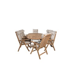 Kenya Oval Dining Table 180/240*120*H75 -Teak, Kenya 5-position Folding Chair - Teak_8