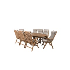 Kenya Oval Dining Table 180/240*120*H75 -Teak, Kenya 5-position Folding Chair - Teak_8