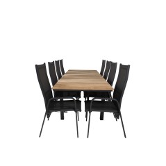 Mexico Table 160/240*90 - Black/Teak, Copacabana Recliner Chair - Black/Black_8