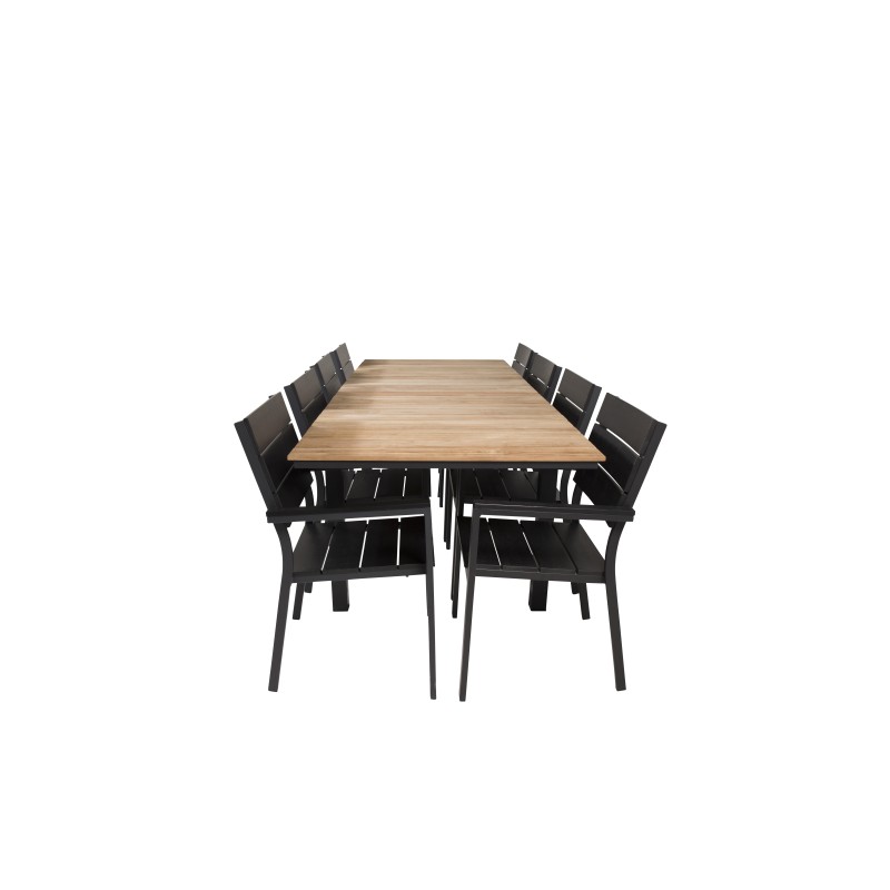 Mexico Bord 160/240 * 90 - Sort / Teak, Levels Chair (stabelbar) - Sort Alu / Sort Aintwood_8