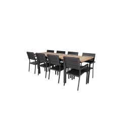 Mexico Table 160/240*90 - Black/Teak, Levels Chair (stackable) - Black Alu / Black Aintwood_8