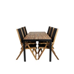 Bois Dining table 205*90cm - Black Legs / Acacia , Little John foldable Chair - Rope / Acacia_6