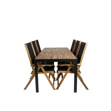 Bois Dining table 205*90cm - Black Legs / Acacia , Little John foldable Chair - Rope / Acacia_6