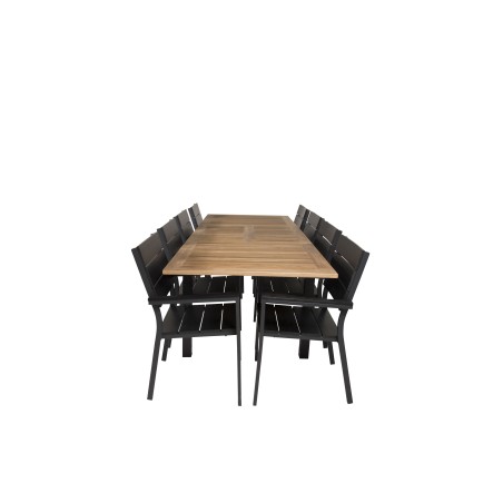 Panama Table 160/240 - Black/Teak, Levels Chair (stackable) - Black Alu / Black Aintwood_8