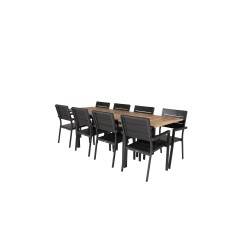 Panama Table 160/240 - Black/Teak, Levels Chair (stackable) - Black Alu / Black Aintwood_8