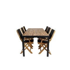 Bois Dining table 205*90cm - Black Legs / Acacia , Peter foldable chair - rope / Acacia_6