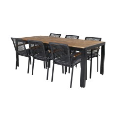 Bois Dining table 205*90cm - Black Legs / Acacia , Dallas Dining Chair_6