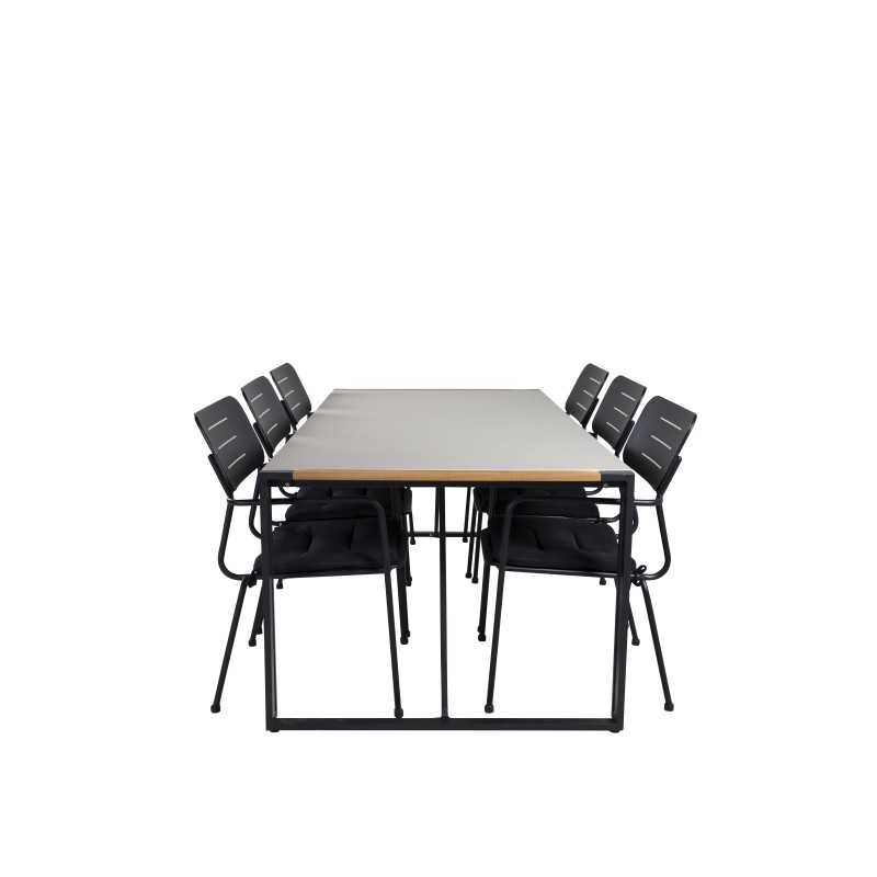 Texas Dining Table 200*100 - Black Alu / Grey Spray-kivi, Nicke Dining -tuoli