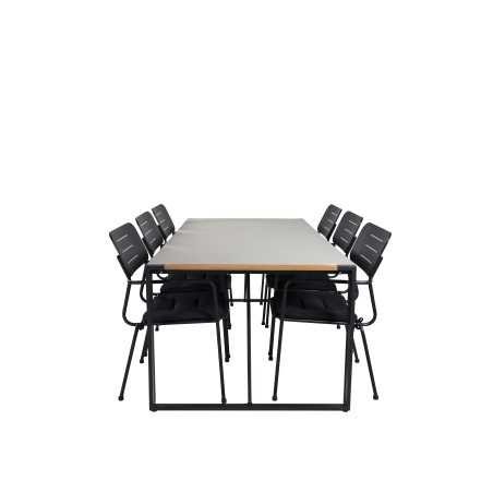 Texas Dining Table 200*100 - Black Alu / Grey Spray-kivi, Nicke Dining -tuoli