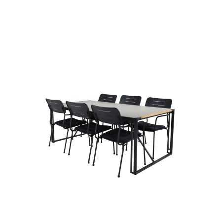 Texas Dining Table 200*100 - Black Alu / Grey Spray-kivi, Nicke Dining -tuoli