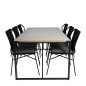 Texas Dining Table 200*100 - Black Alu / Teak / Grey Spray kivi, Julian Dining Chair - Black Steel / Black Rope 6 6