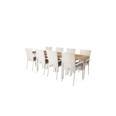 Panama Table 160/240 - White/Teak, Anna Chair - White_8