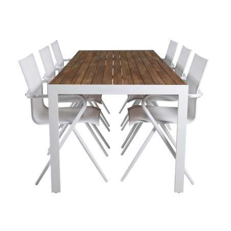 Bois Dining table 205*90cm - White Alu / Acacia , Alina Dining Chair - white Alu / White Textilene_6