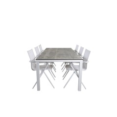 Llama Dining Table 205*100 - White Alu / Grey HPL, Alina Dining Chair - white Alu / White Textilene_6