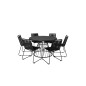 Tropea Dining Table - Black Steel / Grey Spray Glass, Lindos Stacking Chair - Black Alu / Black Rope