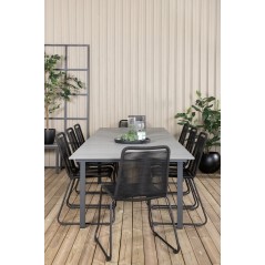 Levels Table 229/310 - Black/Grey, Lindos Stacking Chair - Black Alu / Black Rope_8