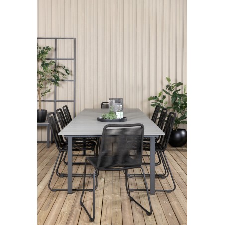 Levels Table 229/310 - Black/Grey, Lindos Stacking Chair - Black Alu / Black Rope_8