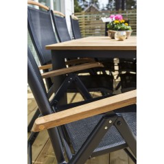 Panama - Table - 224/324*100 - svart Alu/Teak, Panama 5:pos Chair - Black/Black_10