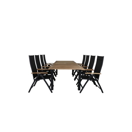 Panama - Tabell - 224/324 * 100 - Svart Aluminium / teak, Panama Light 5-Pos stol svart / svart och teak_8