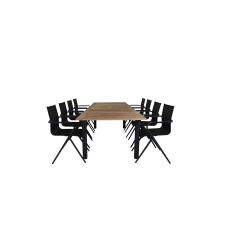 Panama - Table - 224/324*100 - svart Alu/Teak, Alina Dining Chair - Black Alu / Black Textilene_8