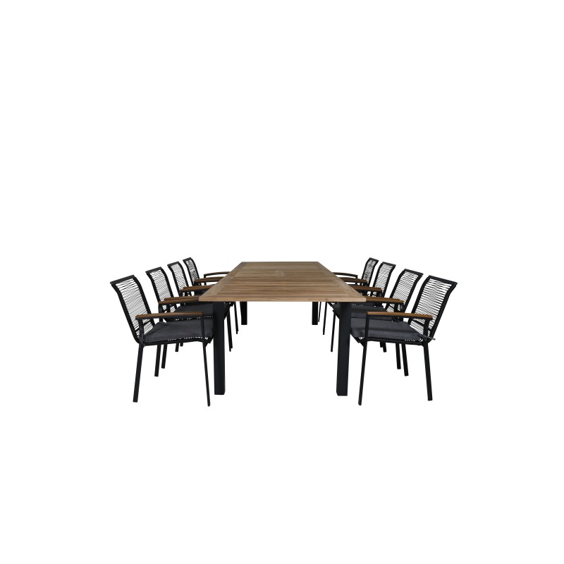 Panama - Bord - 224/324 * 100 - Sort Alu / Teak, Dallas Dining Chair_8