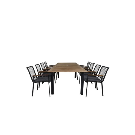 Panama - Table - 224/324*100 - svart Alu/Teak, Dallas Dining Chair_8