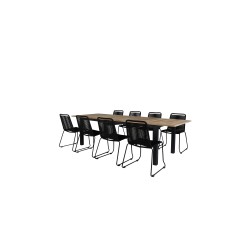 Panama - Table - 224/324*100 - svart Alu/Teak, Lindos Stacking Chair - Black Alu / Black Rope_8