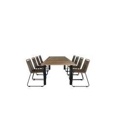 Panama - Table - 224/324*100 - svart Alu/Teak, Lindos Stacking Chair - Black Alu / Latte Rope_8