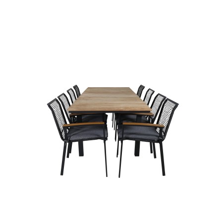 Mexico Table 160/240*90 - Black/Teak, Dallas Dining Chair_8