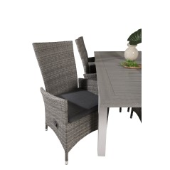 Albany Table - 160/240 - White/GreyPadova Chair (Recliner) - Grey/Grey_8