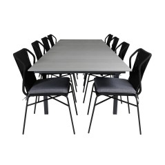 Levels Table 229/310 - Black/Grey, Julian Dining Chair - Black Steel / Black Rope (stackable)_8