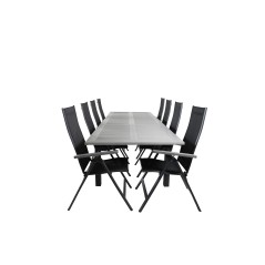 Albany Table - 224/324 - Black/Grey, Albany Light 5-pos - musta/musta tekstiili ja harmaa teak