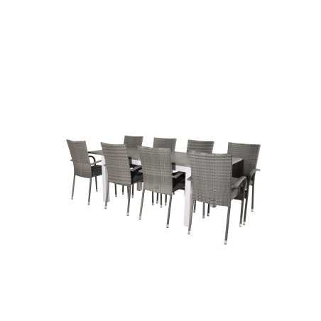 Albany Table - 160/240 - White/GreyAnna Chair - Grey_8