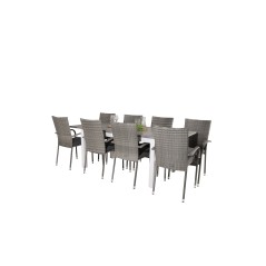 Albany Table - 160/240 - White/GreyAnna Chair - Grey_8