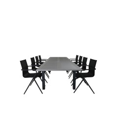 Albany Table - 224/324 Black/Grey, Alina Dining Chair - Black Alu/Black Textilene