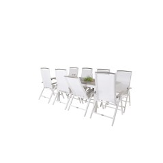 Albany Table - 160/240 - White/GreyAlbany 5:pos Stol - Vit Aluminium/vit textilene/aintwood_8