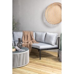 Virya - Halfmoon sofa- Sort / Grå - Reb -