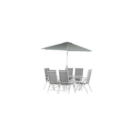 Brekki - Dining Set inc. Paraply- Hvid - Aluminium -