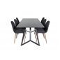 Marina Dining Table - Black top / Black Legs , Polar Dining Chair - Walnut Legs - Black Fabric_6