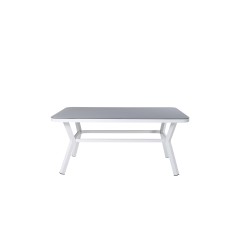 Virya Dining Table - White Alu / Grey Glass