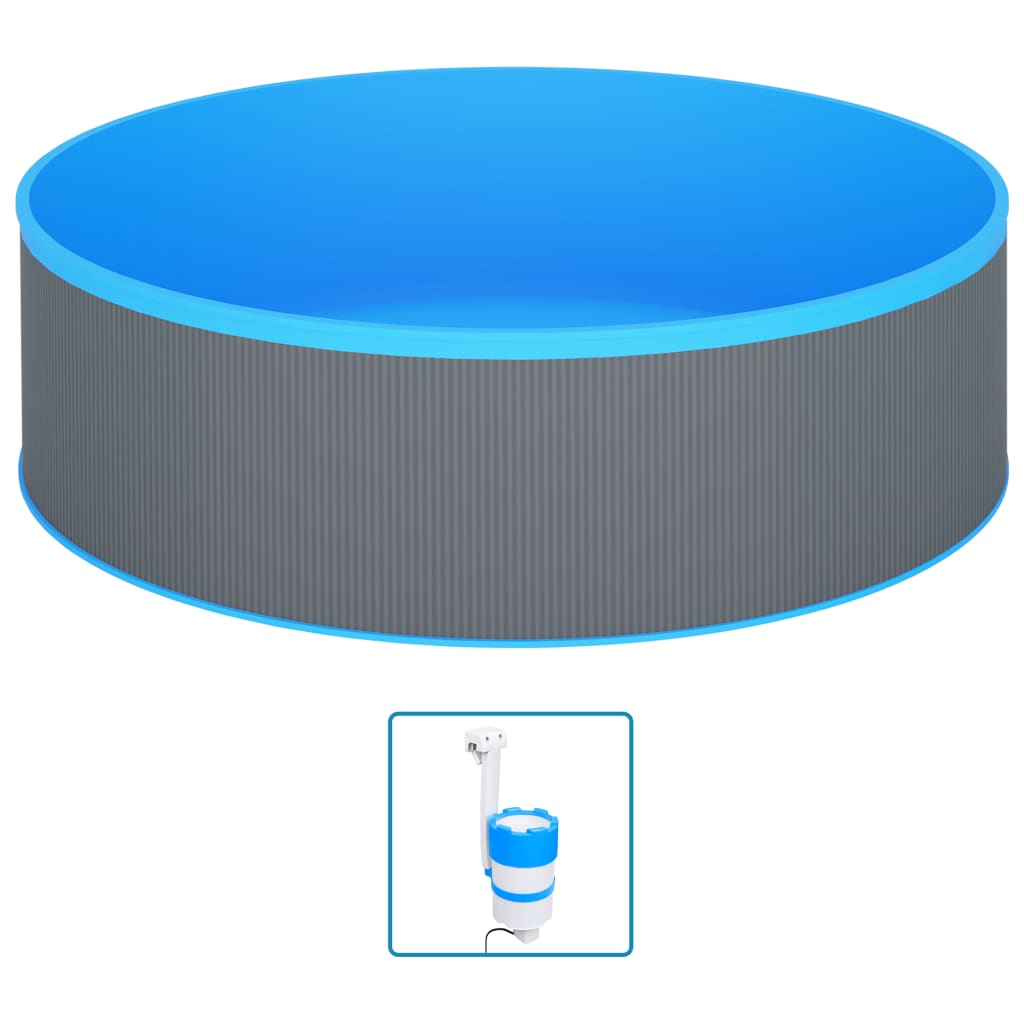 vidaXL Plaskpool med hängande skimmer och pump 350x90 cm grå